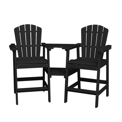 Delman HDPE Outdoor Adirondack Chair Set With Detachable Tray