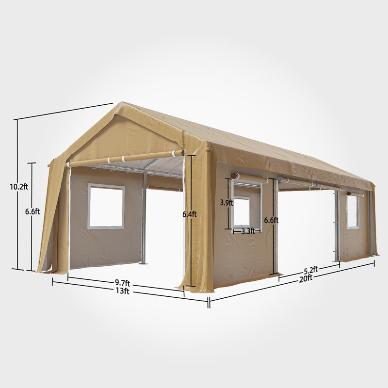 13 pi. L 20 pi. D Auvent, Beige