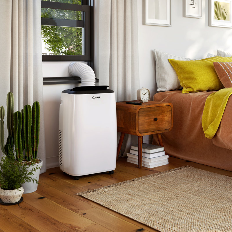 AIRO COMFORT 10,000 BTU Portable Air Conditioner Cools 450 Sq. Ft. With Dehumidifier And LCD Remote In White