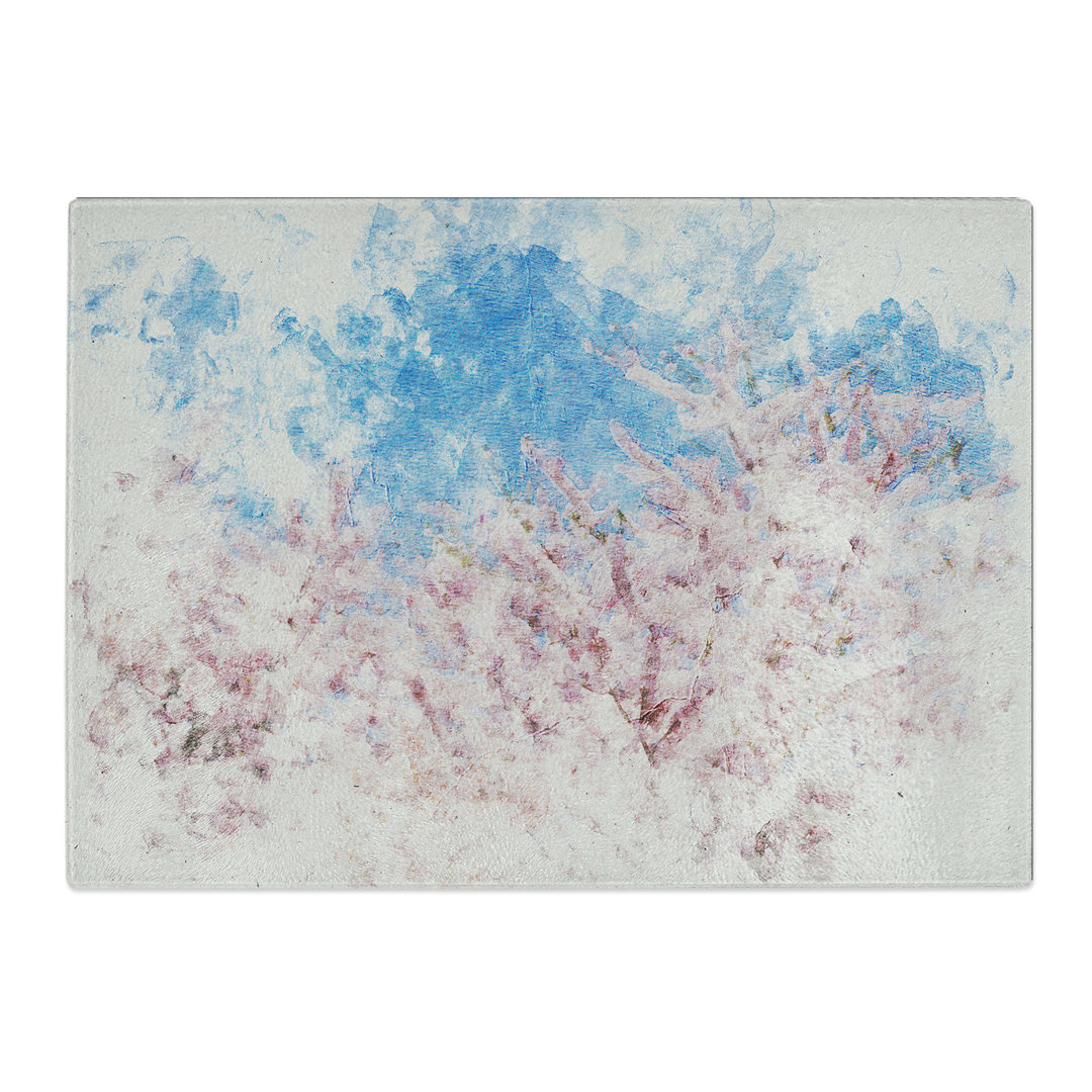 Tempered Glass Top of a Cherry Blossom Tree Watercolour Chopping Board