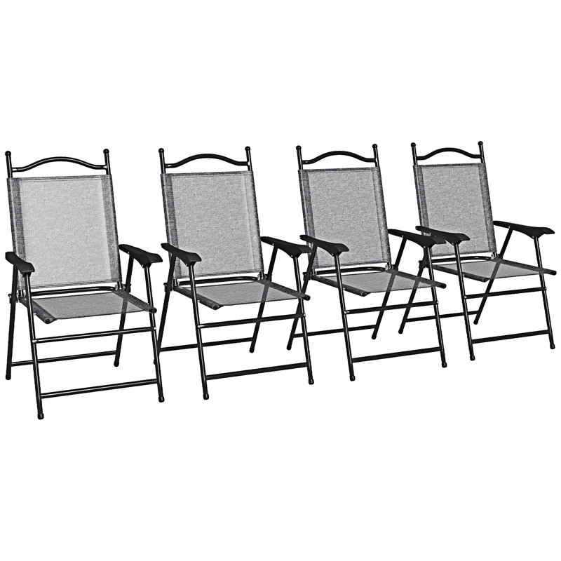 Ensemble de 4 chaises de patio pliantes, Gris