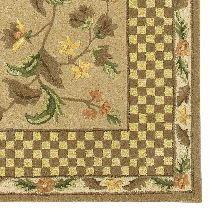 Helmetta Authentic Hand-Tufted Handmade Beige & Tan Country Cottage Floral Wool Area Rug, Rectangle 5' x 7'6"