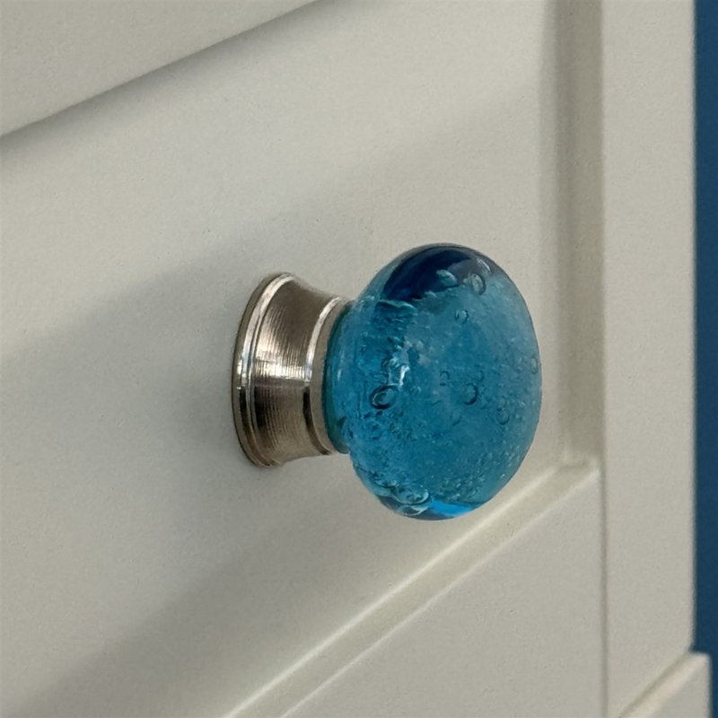 Set of 6 Blue Bubble Glass Knobs