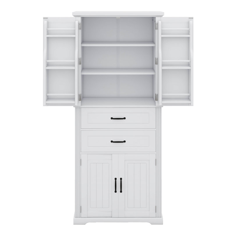 Armoire de rangement polyvalente pour la cuisine, la salle de bain, la salle à manger et le salon - équipée de 2 tiroirs coulissants et d'une tablette réglable