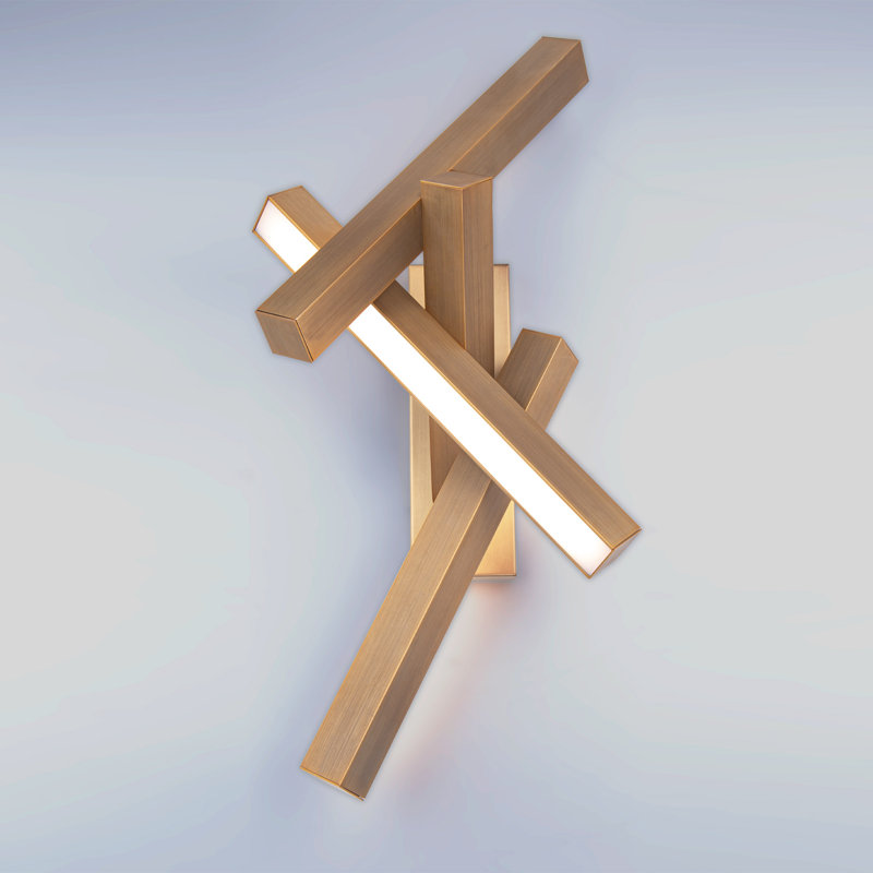 Plafonnier encastré à 4 lumières DEL à intensité variable Chaos, Laiton vieilli