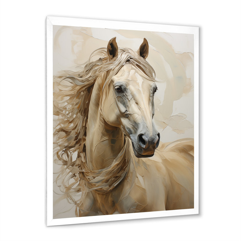 Portrait de cheval sophistiqué I, Cadre photo blanc, H 40 po x l 30 po x P 1,5 po