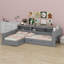 Lit plateforme en bois en L avec lit gigogne et tiroir-733700356