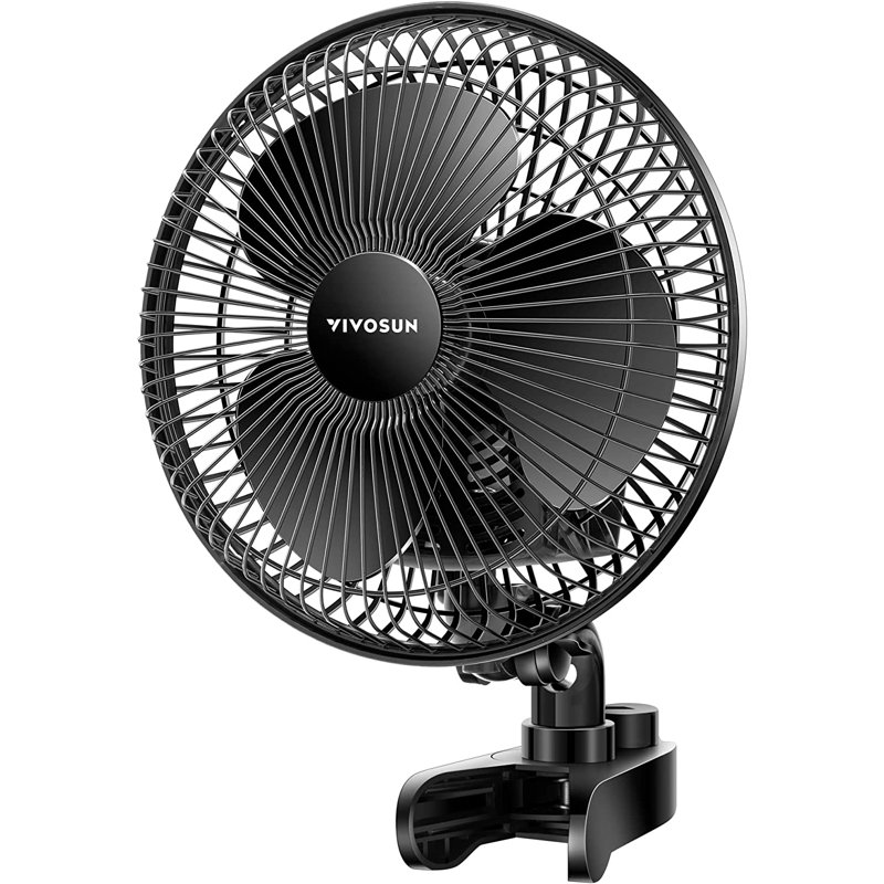 Vivosun 12'' Oscillating Clip Fan, Black