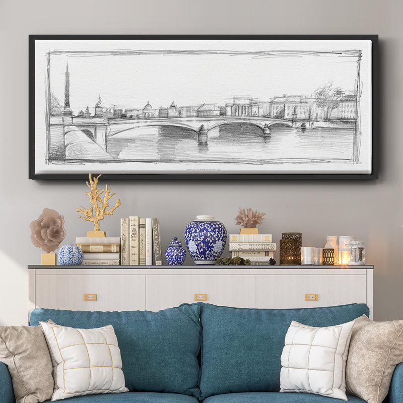Pont du Carroussel- Framed Canvas, 8" H x 20" W