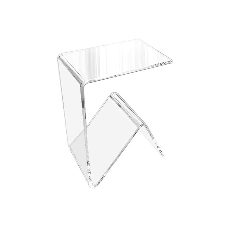 C-Shaped End Table With Storage Transparent Acrylic Small Space Side Table