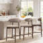 Upholstered Counter Stool with Solid Wood Frame-123848575