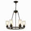 Lustre en roue de chariot 6 lumières noires (sans ampoules) pour salle de bain - E26