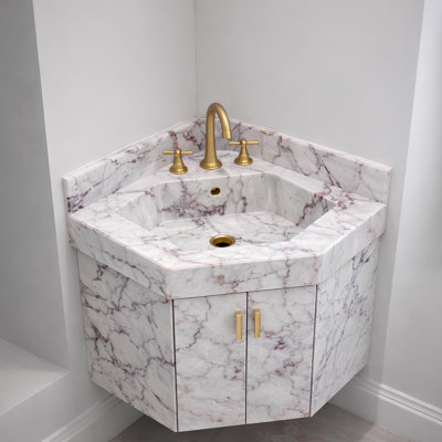 Handmade Corner Marble Sink Vanity - Space Saving Bathroom Design