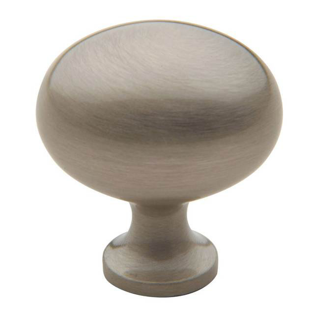 1 3/8" Length Oval Knob, Satin Nickel
