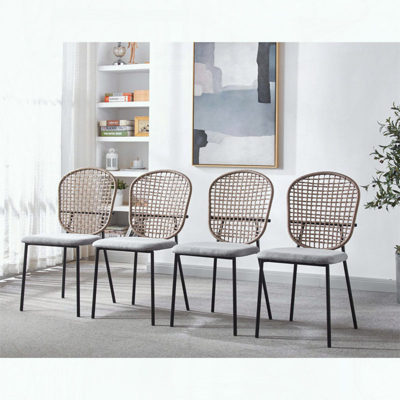 Ensemble de 4 chaises de salle à manger Sennit - noir et gris
