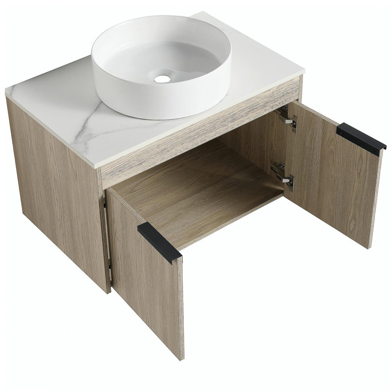 Meuble-lavabo flottant 30 po avec lavabo en céramique