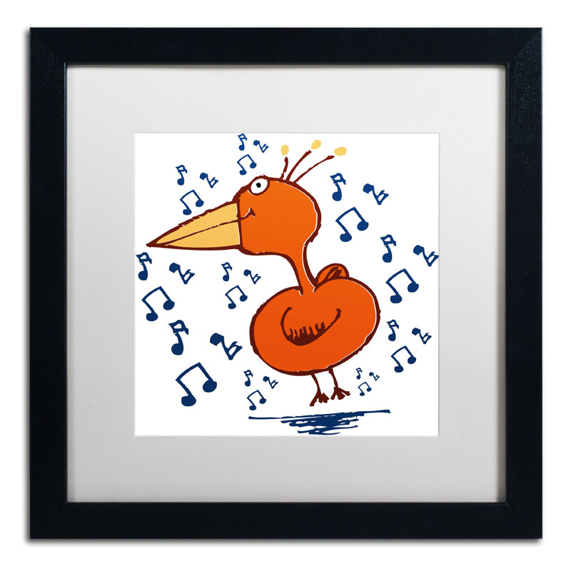 « music oiseau » par carla martell, art encadré, Blanc, H 16 po x l 16 po