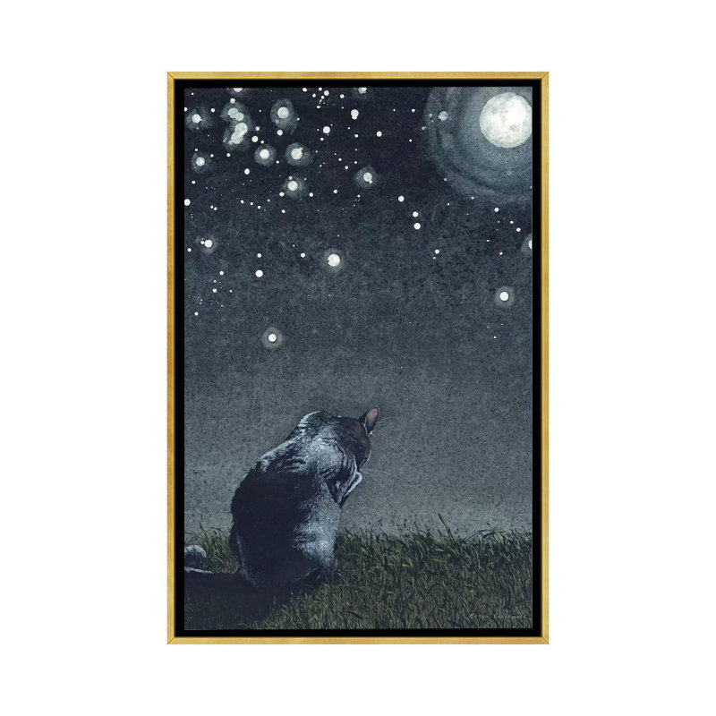 « Moonbathing » par Maggie Vandewalle-reproduction d’art, H 26 po x l 18 po x 1,5 po, Toile encadrée d'or, Pas de tapis