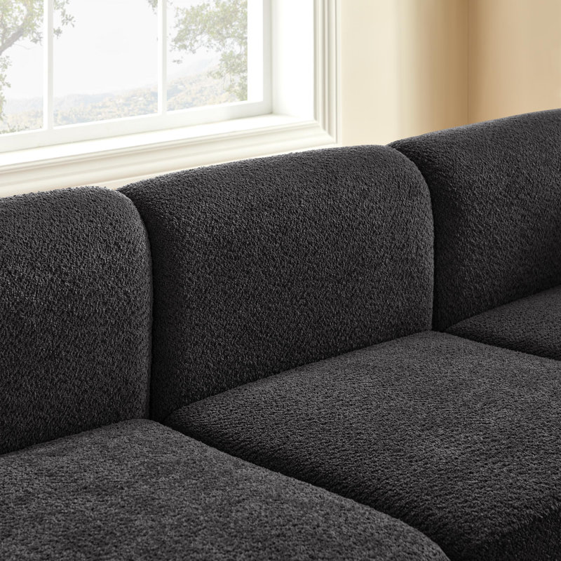 8-Piece Sectional Couch Upholstered Sectional Sofa, Polyester gris foncé
