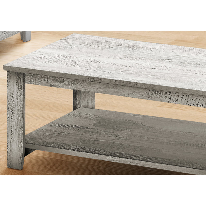 3Pcs Table For Living Room - Grey Laminate Coffee, End, Side Tables With Industrial Style And Storage Accent Family Modern Design