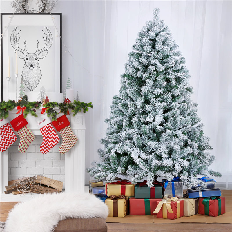 Annilee Unlit Flocked Artificial Christmas Tree, 6 ft