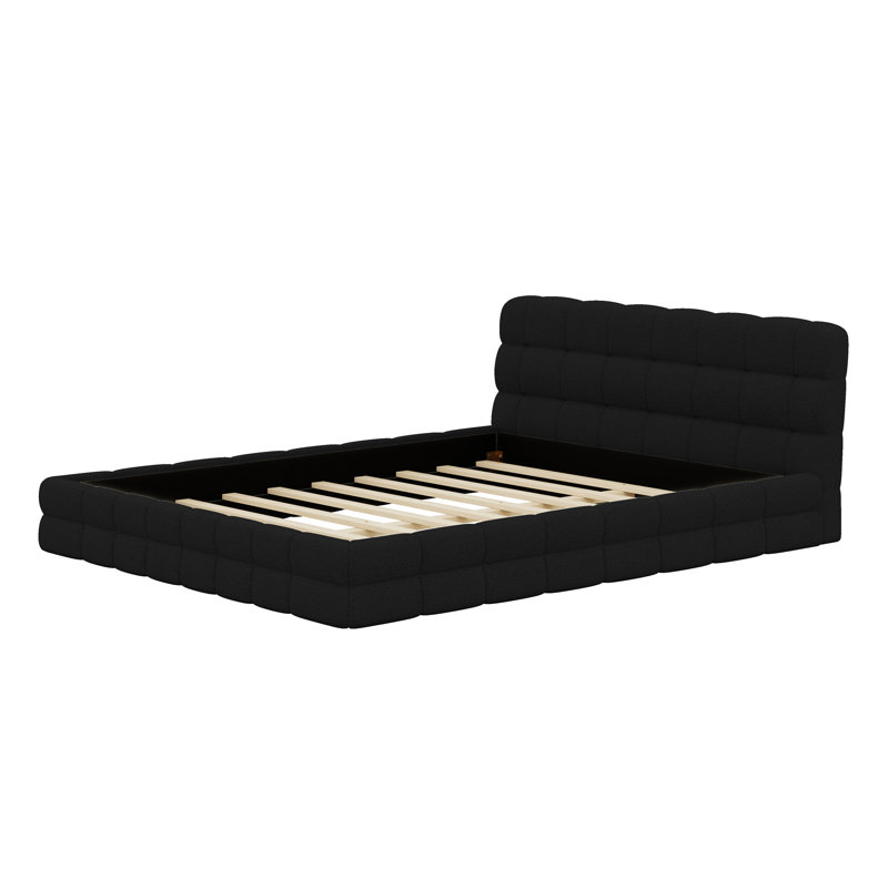 Lit plateforme en tissu d'ameublement, Noir