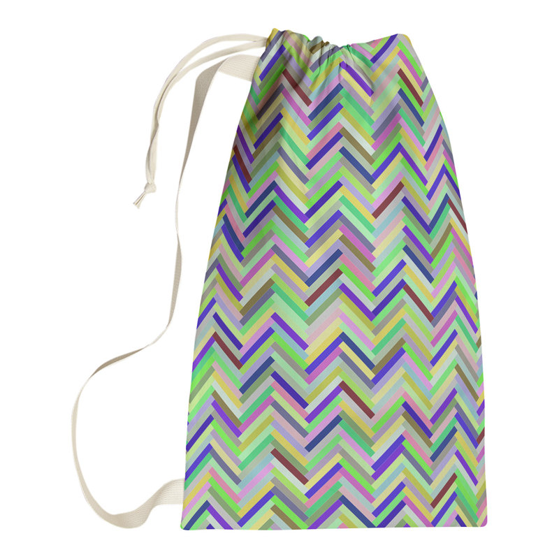 Sac à linge chevrons Mcguigan, Petit (H 29 po x l 18 po x P 1,5 po), Vert / bleu