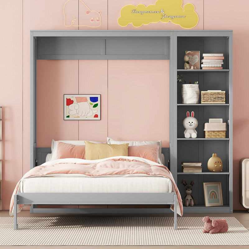 Lit escamotable double pleine grandeur avec tablettes