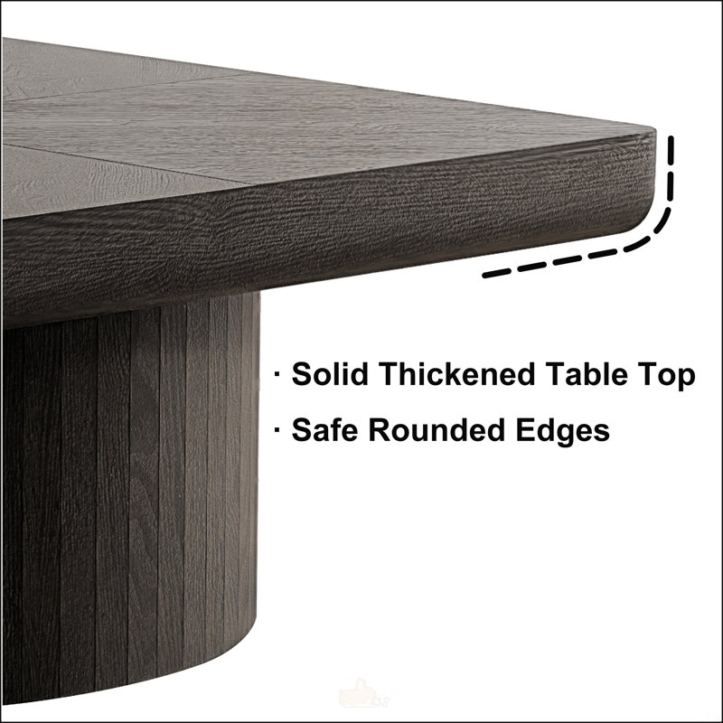 Ensemble de tables basses modernes en bois, 2 pièces avec piédestal cylindrique et cannelé, centre minimaliste et table d'appoint pour la décoration Wabi-Sabi