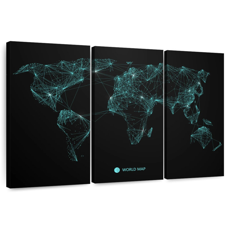 Aliaz Network Connection World Map, 32" H x 50" W