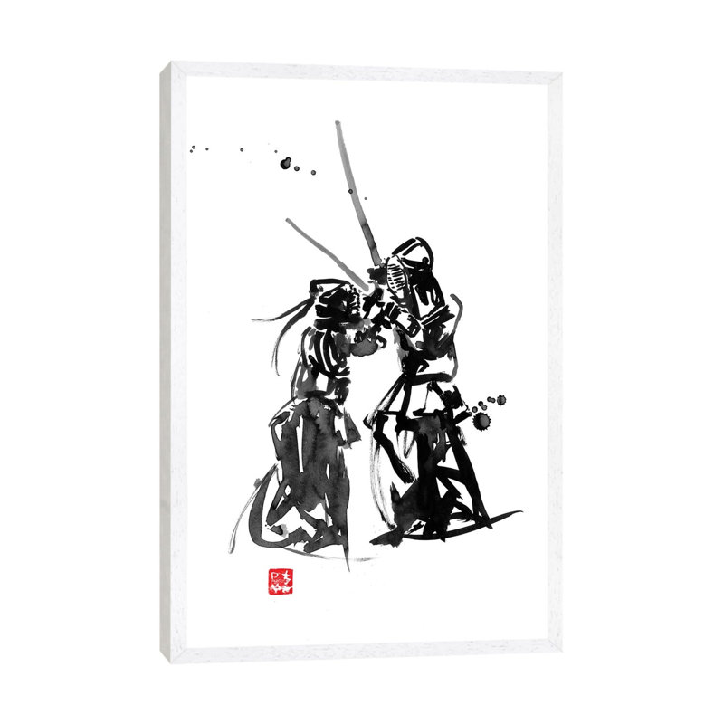 Kendo by Péchane - Print on Canvas, White Framed, 101.6 cm H x 66.04 cm W