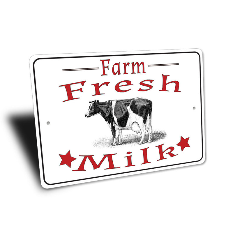 Plaque en aluminium Fresh Milk, H 12 po x l 18 po x P 0,06 po