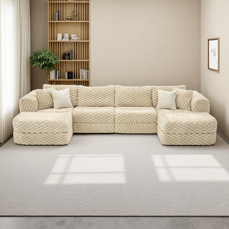 Canapé modulaire modulaire de 135,4 po, Polyester café