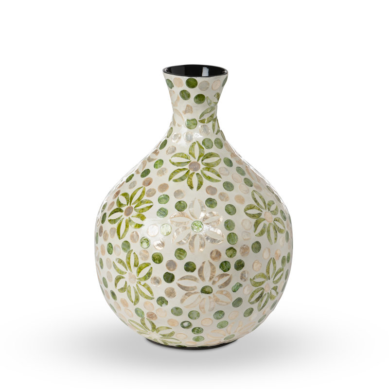 Capraia Coast Floral Vessel, Capiz, 18 pieces, Light Green