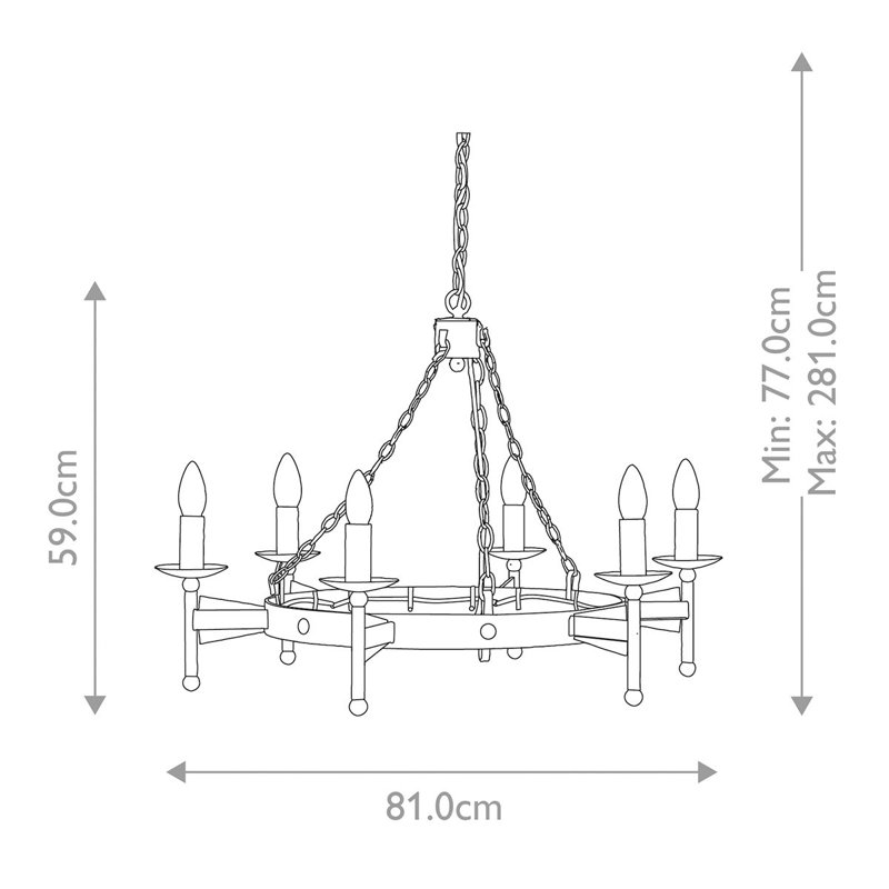 Dabrowski 6 - Light Waggon Wheel Chandelier