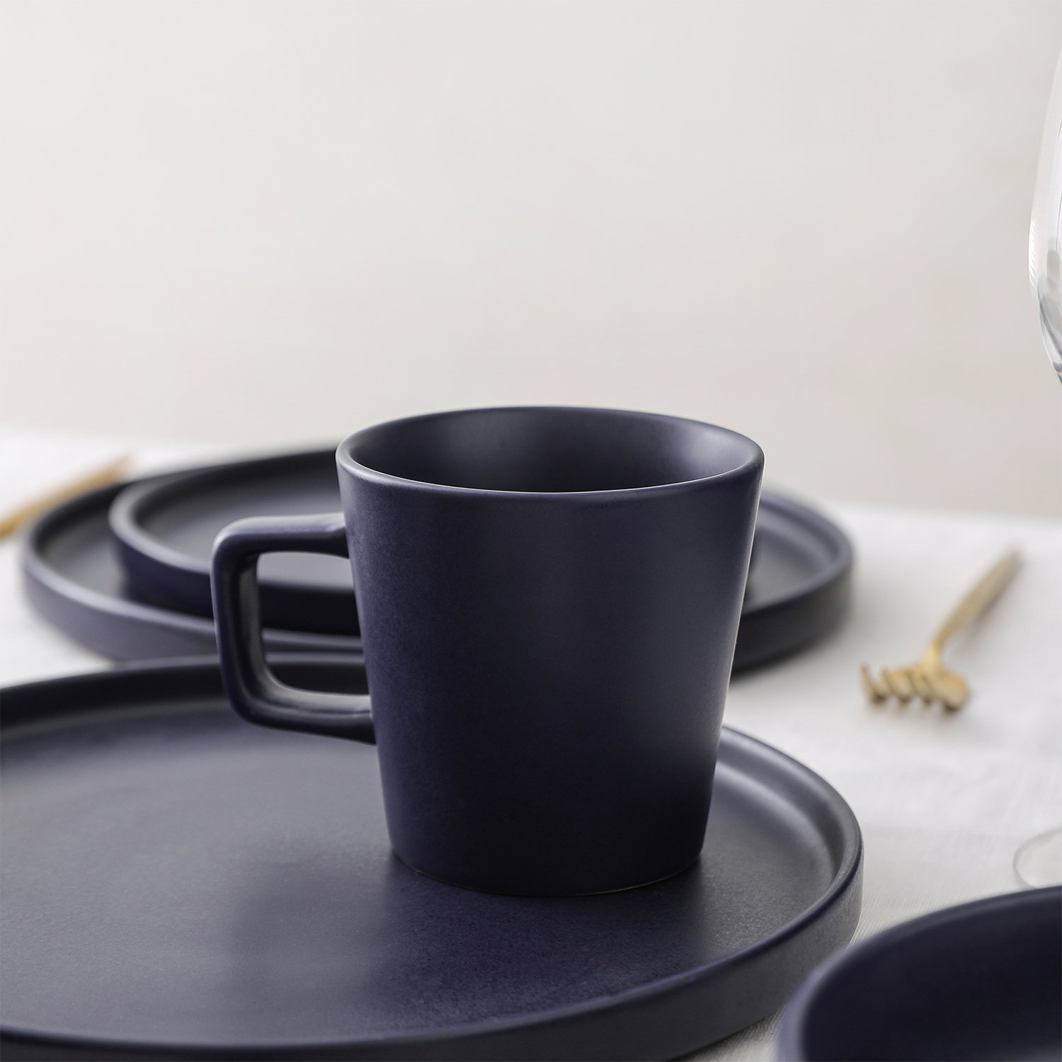Cleo Stoneware Dinnerware Set, Dark Blue