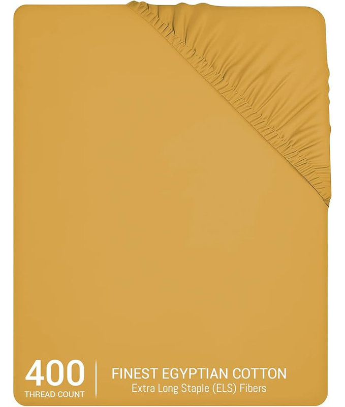 Luxury 400TC Egyptian Cotton Fitted Sheet – Premium Hotel Style 35cm Extra Deep Pocket Ultra Soft Breathable Durable Bedding