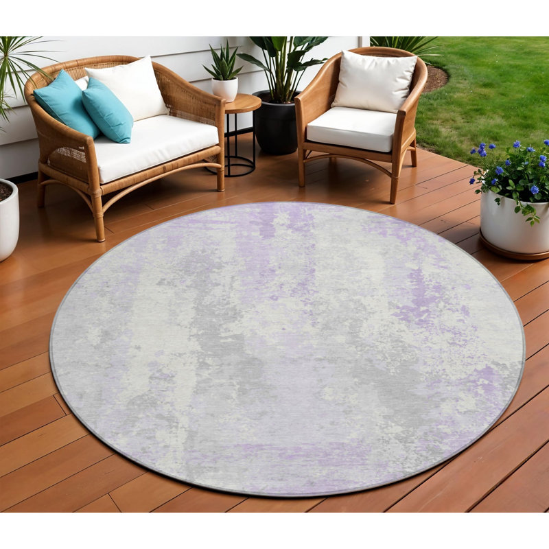 Tapis rond lavable et ivoire 8 po