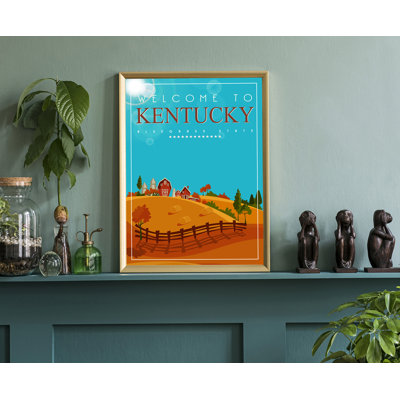 Kentucky Retro Style State Travel Poster, Vintage Unframed Print, Home and Office Wall Art
