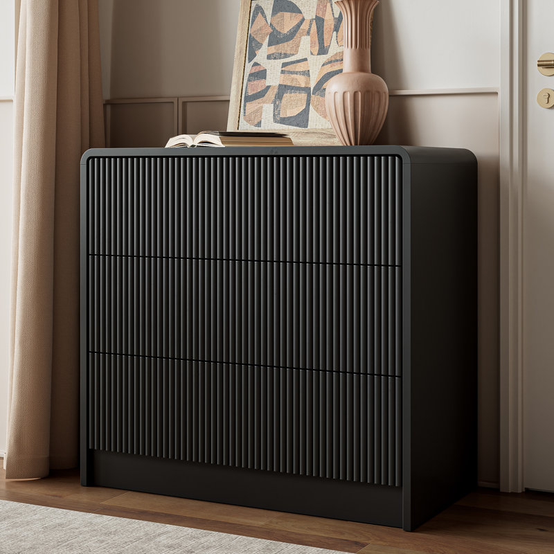Commode 3 tiroirs l 31,5 po, Noir