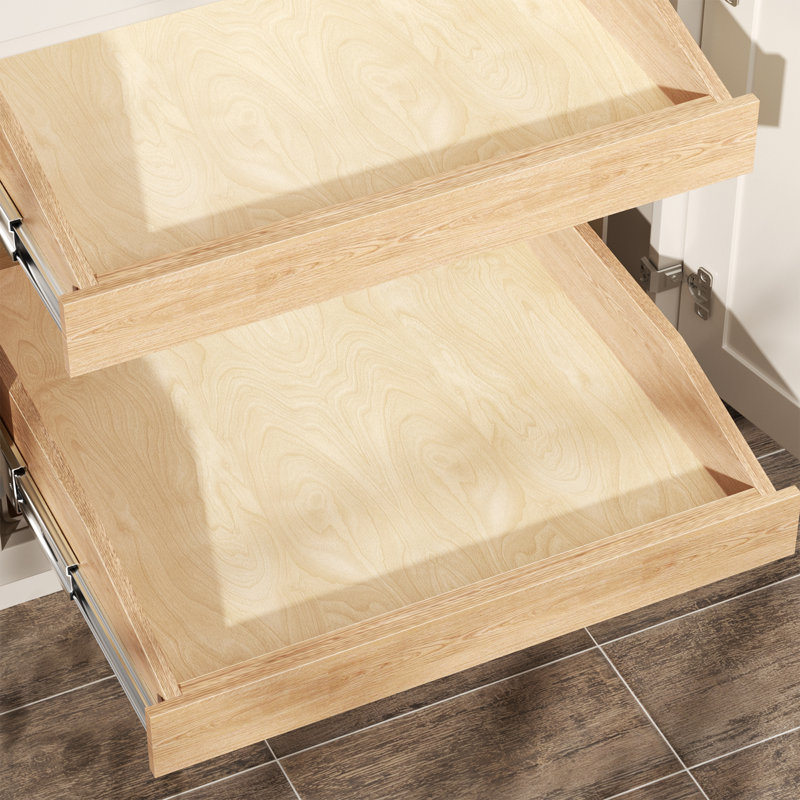 Tiroir en bois à 2 niveaux Rashun, H 16 po x l 22,50 po x P 21 po