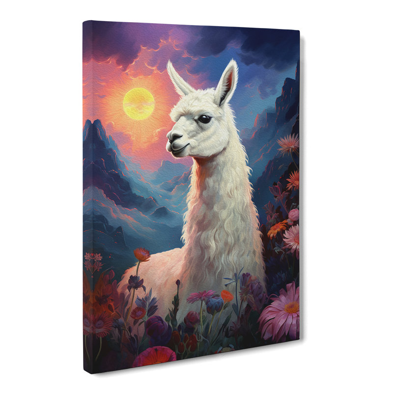 Llama Romanticism No.2 - Wrapped Canvas, 60cm H x 40cm W x 3cm D