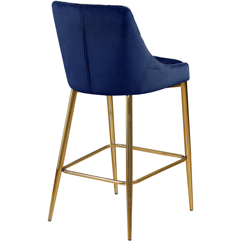 Tabouret de bar 27,5 po Karina, Doré, Velours marine