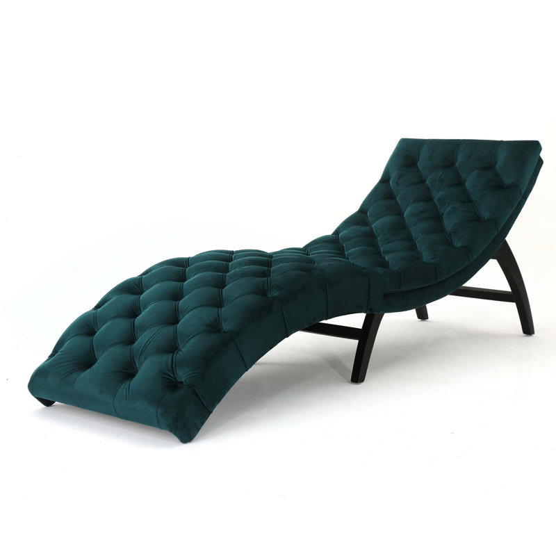 Chaise longue avec tissu en velours, Bleu sarcelle