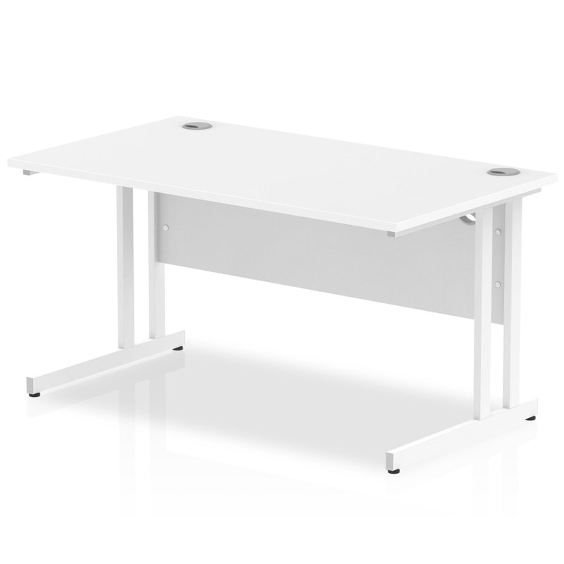 Impulse Metal Base Computer Desk, White, White, 73cm H x 140cm W x 80cm D