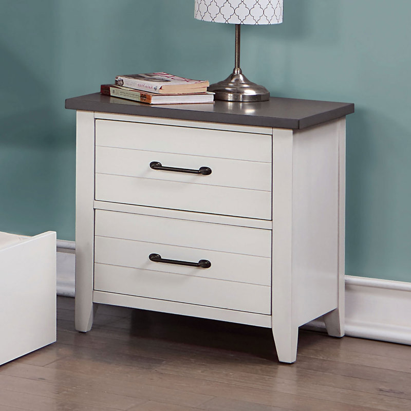 Table de chevet, blanc / gris