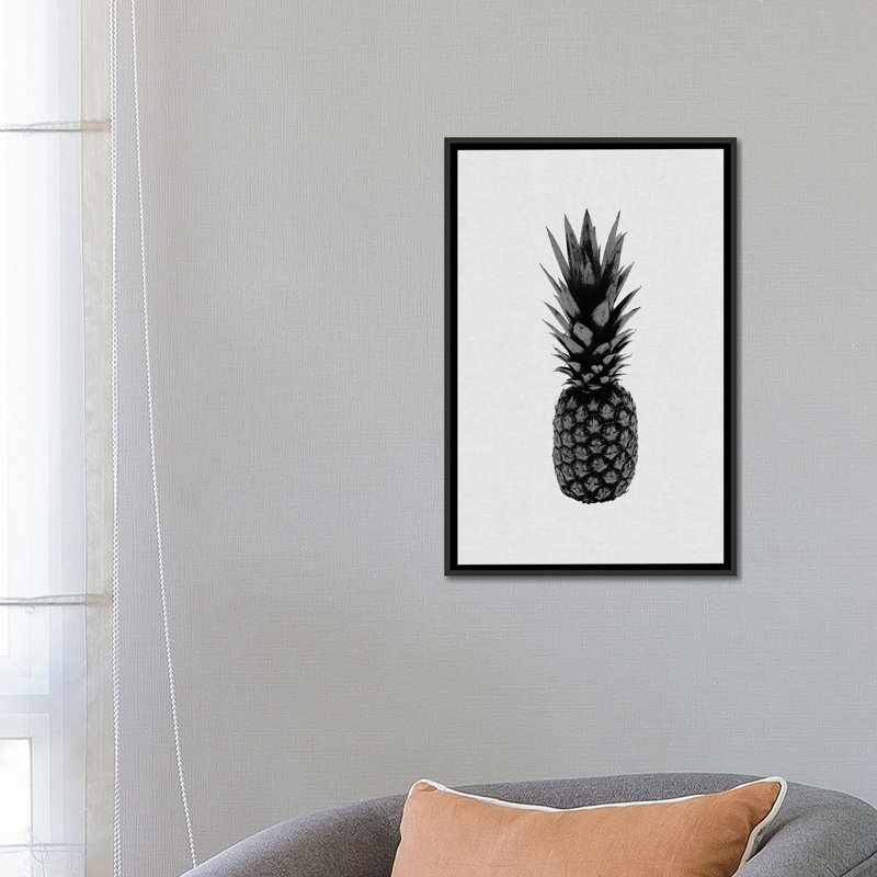 «Pineapple I B&W» par Orara Studio, reproduction sur toile tendue avec châssis, H 26 po x l 18 po x P 1,5 po, Pas de tapis