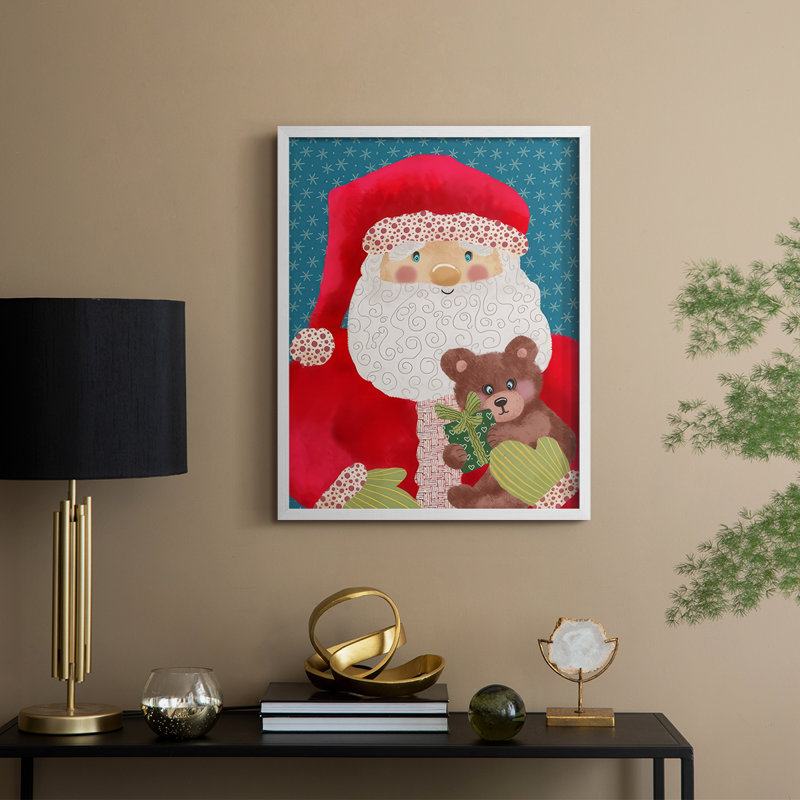 Santa Pack II Framed Print - Solid Wood, 11'' H x 9'' W, White