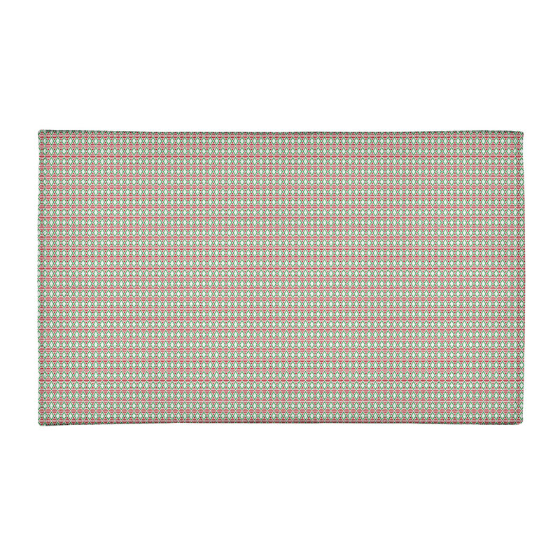 Tapis de zone rouge/vert fait main géométrique, Rectangle 4 pi x 6 pi