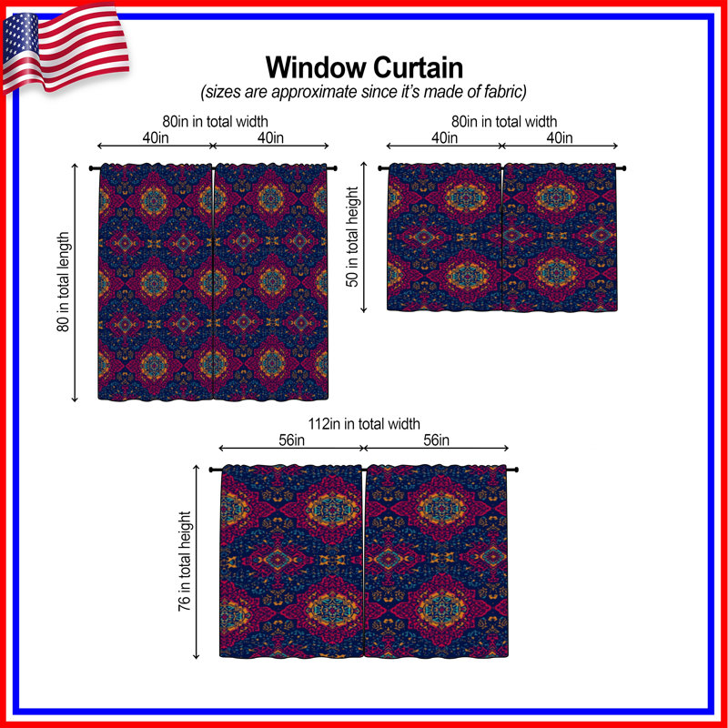 Rideaux de fenêtre complexes à motif de mandala obscurcissant et obscurcissant - 2 panneaux, 56 po x 76 po - 2 panneaux